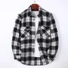 Mens Flannel Shirt Lumberjack Plaid Check Cotton Patch Pockets Shacket Designer  by Janeo British Apparel. The Classic Black & White - Thumbnail Image 5