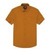 (Mellow Mustard Gold, Plain) Mens Short Sleeve Oxford Shirt Plain or Stripe, Classic Fit, Button Down Collar & Pocket. Holiday Apparel Leisure Shirts - Thumbnail Image 5