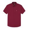 (Merlot Wine, Plain) Mens Short Sleeve Oxford Shirt Plain or Stripe, Classic Fit, Button Down Collar & Pocket. Holiday Apparel Leisure Shirts - Thumbnail Image 5