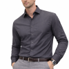 Graphite Dark Grey, Men's Semi Slim Fit Formal Shirt, Cotton Rich Stretch Fabric with Elastane, Crease Resistant - Thumbnail Image 1