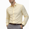 Yellow Lemon, Men's Semi Slim Fit Formal Shirt, Cotton Rich Stretch Fabric with Elastane, Crease Resistant - Thumbnail Image 1