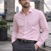 Pink, Men's Semi Slim Fit Formal Shirt, Cotton Rich Stretch Fabric with Elastane, Crease Resistant - Thumbnail Image 2