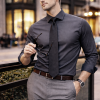 Graphite Dark Grey, Men's Semi Slim Fit Formal Shirt, Cotton Rich Stretch Fabric with Elastane, Crease Resistant - Thumbnail Image 6