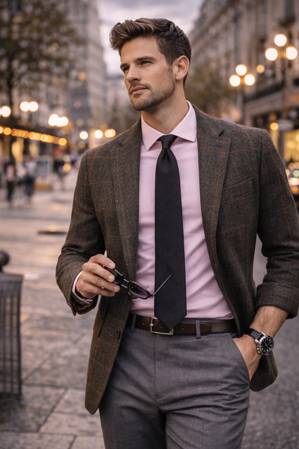 Pink, Men's Semi Slim Fit Formal Shirt, Cotton Rich Stretch Fabric with Elastane, Crease Resistant - Image 6