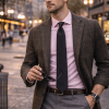 Pink, Men's Semi Slim Fit Formal Shirt, Cotton Rich Stretch Fabric with Elastane, Crease Resistant - Thumbnail Image 6