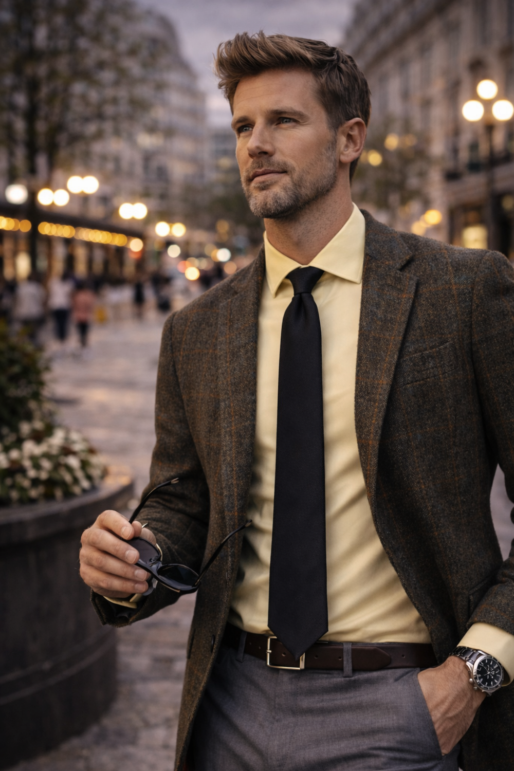 Yellow Lemon, Men's Semi Slim Fit Formal Shirt, Cotton Rich Stretch Fabric with Elastane, Crease Resistant - Image 5