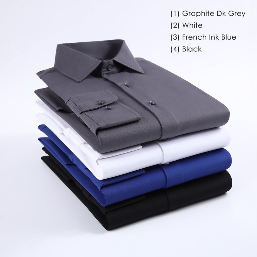 Graphite Dark Grey, Men's Semi Slim Fit Formal Shirt, Cotton Rich Stretch Fabric with Elastane, Crease Resistant - Image 13