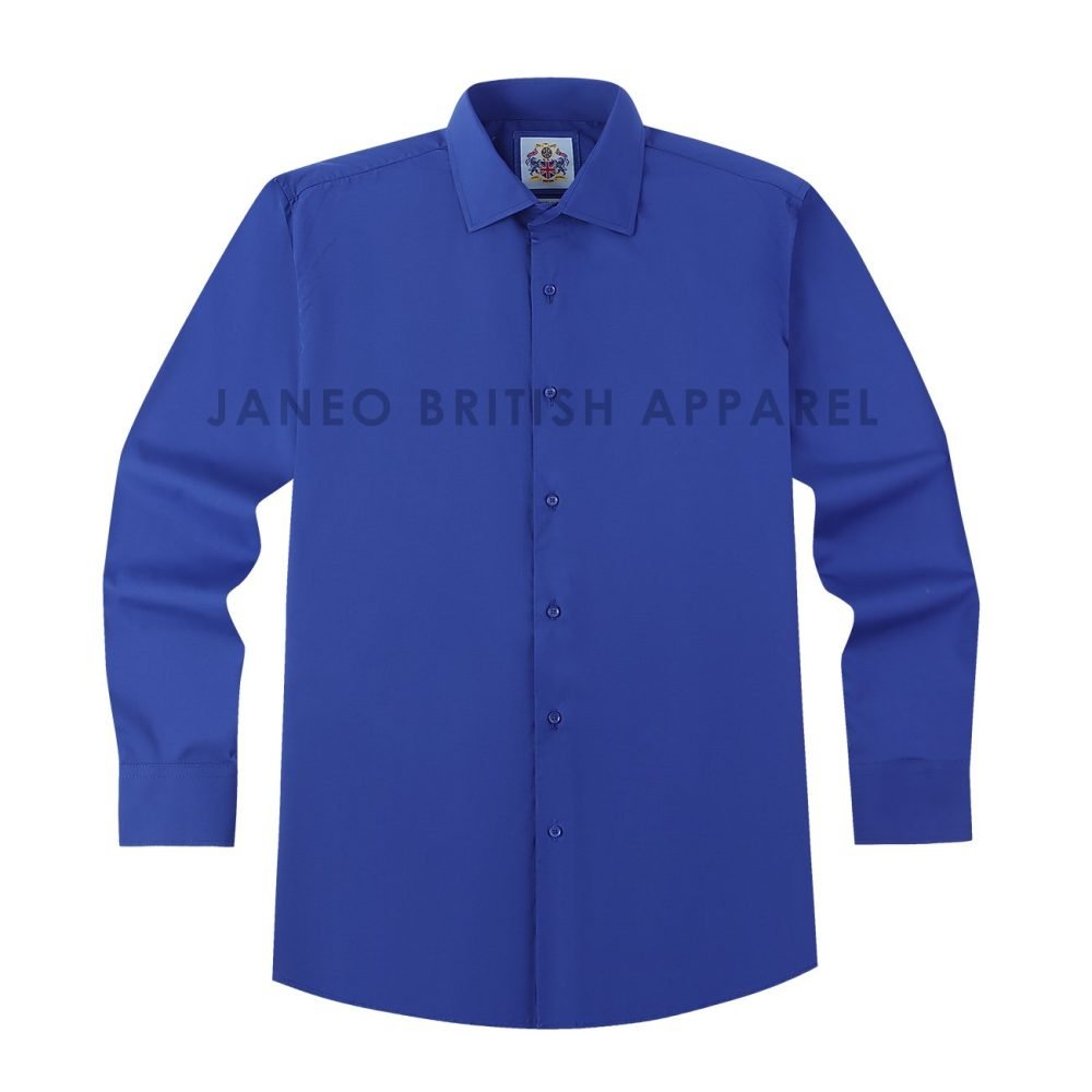 French Ink Blue, Men's Semi Slim Fit Formal Shirt, Cotton Rich Stretch Fabric with Elastane, Crease Resistant - Image 8