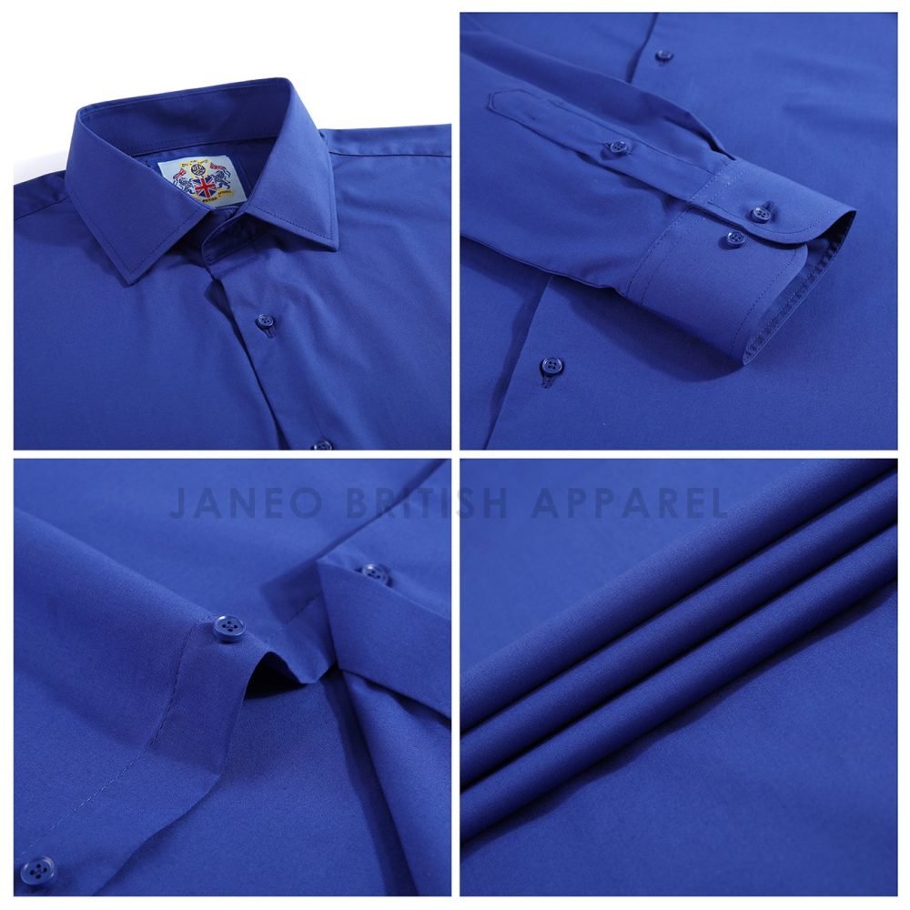 French Ink Blue, Men's Semi Slim Fit Formal Shirt, Cotton Rich Stretch Fabric with Elastane, Crease Resistant - Image 10