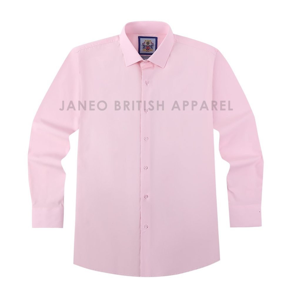 Pink, Men's Semi Slim Fit Formal Shirt, Cotton Rich Stretch Fabric with Elastane, Crease Resistant - Image 8