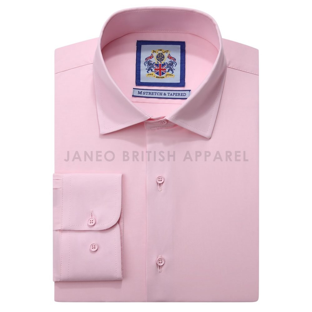 Pink, Men's Semi Slim Fit Formal Shirt, Cotton Rich Stretch Fabric with Elastane, Crease Resistant - Image 9