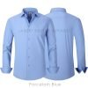 Porcelain Blue, Men's Semi Slim Fit Formal Shirt, Cotton Rich Stretch Fabric with Elastane, Crease Resistant - Thumbnail Image 7