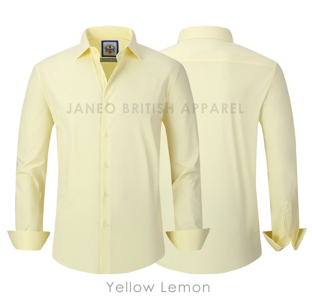 Yellow Lemon, Men's Semi Slim Fit Formal Shirt, Cotton Rich Stretch Fabric with Elastane, Crease Resistant - Image 7