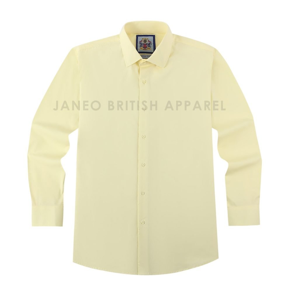 Yellow Lemon, Men's Semi Slim Fit Formal Shirt, Cotton Rich Stretch Fabric with Elastane, Crease Resistant - Image 8