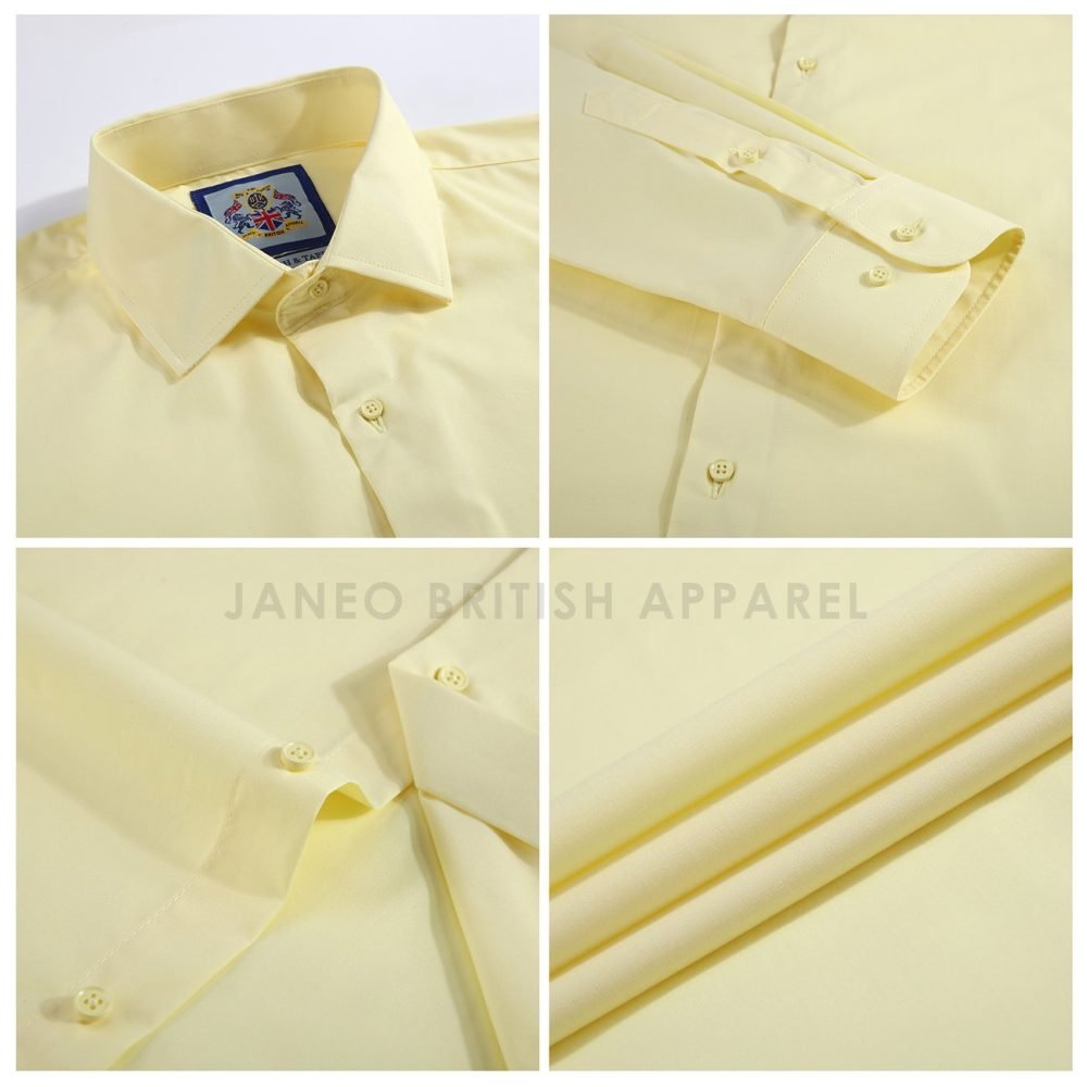 Yellow Lemon, Men's Semi Slim Fit Formal Shirt, Cotton Rich Stretch Fabric with Elastane, Crease Resistant - Image 11