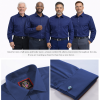 The London Plain Mens Shirt, Regular Fit, Classic Formal Dress Wear, Single & Double Cuff Option, Vintage Blue - Thumbnail Image 4