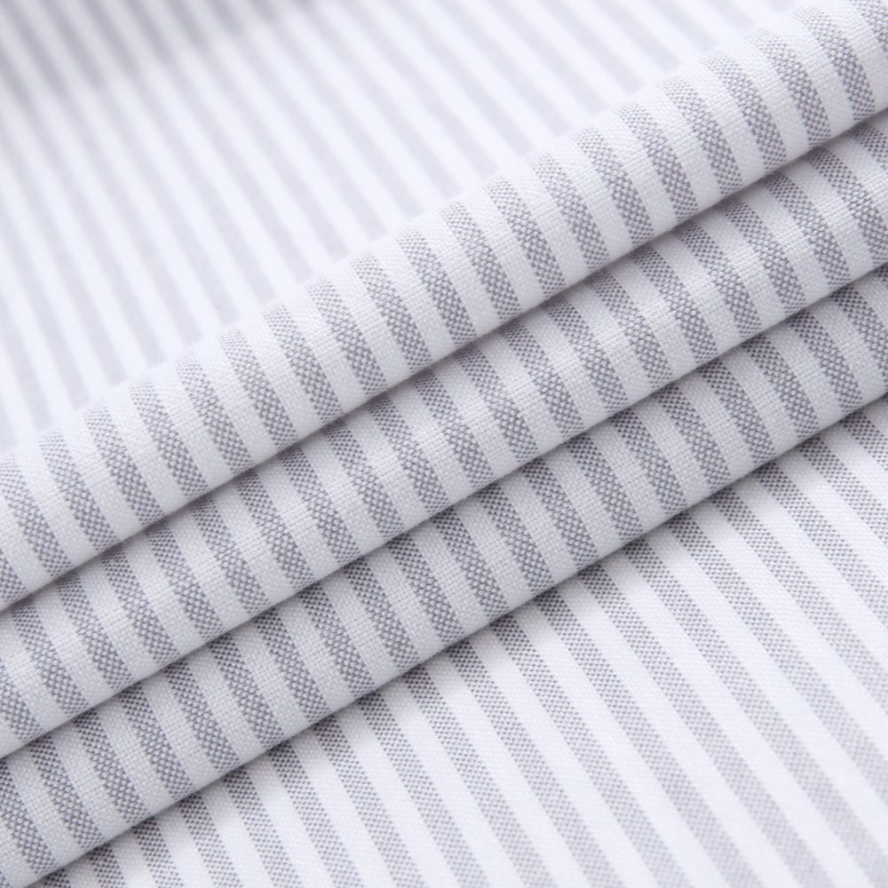 (Cool Grey, Stripe) Mens Short Sleeve Oxford Shirt Plain or Stripe, Classic Fit, Button Down Collar & Pocket. Holiday Apparel Leisure Shirts - Image 4