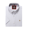 (Cool Grey, Stripe) Mens Short Sleeve Oxford Shirt Plain or Stripe, Classic Fit, Button Down Collar & Pocket. Holiday Apparel Leisure Shirts - Thumbnail Image 5