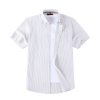(Cool Grey, Stripe) Mens Short Sleeve Oxford Shirt Plain or Stripe, Classic Fit, Button Down Collar & Pocket. Holiday Apparel Leisure Shirts - Thumbnail Image 9