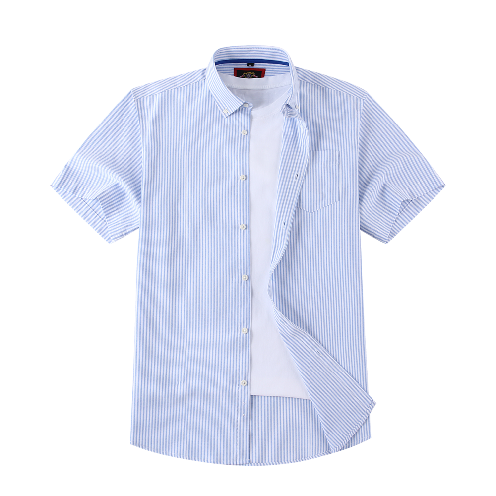 (Jordy Sky Blue, Stripe) Mens Short Sleeve Oxford Shirt Plain or Stripe, Classic Fit, Button Down Collar & Pocket. Holiday Apparel Leisure Shirts - Image 9