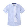 (Jordy Sky Blue, Stripe) Mens Short Sleeve Oxford Shirt Plain or Stripe, Classic Fit, Button Down Collar & Pocket. Holiday Apparel Leisure Shirts - Thumbnail Image 9