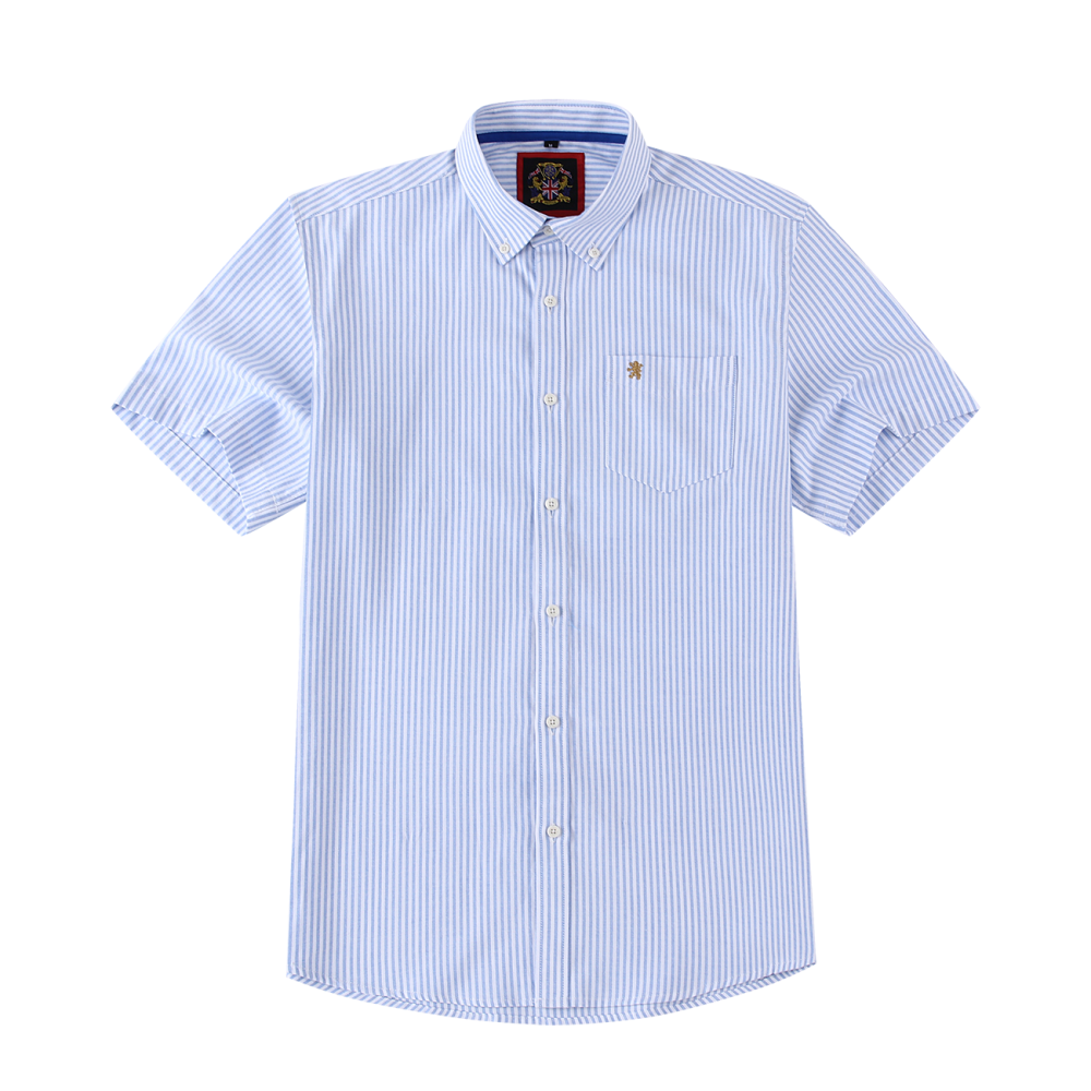(Jordy Sky Blue, Stripe) Mens Short Sleeve Oxford Shirt Plain or Stripe, Classic Fit, Button Down Collar & Pocket. Holiday Apparel Leisure Shirts - Image 8