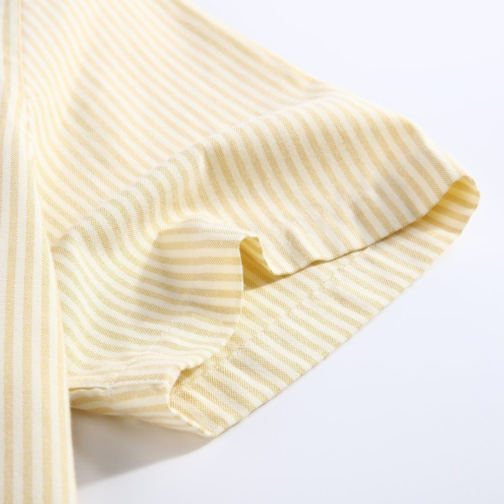 (Mellow Lemon, Stripe) Mens Short Sleeve Oxford Shirt Plain or Stripe, Classic Fit, Button Down Collar & Pocket. Holiday Apparel Leisure Shirts - Image 7