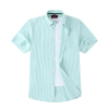 (Paris Mint, Stripe) Mens Short Sleeve Oxford Shirt Plain or Stripe, Classic Fit, Button Down Collar & Pocket. Holiday Apparel Leisure Shirts - Thumbnail Image 9