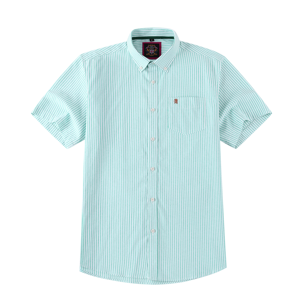(Paris Mint, Stripe) Mens Short Sleeve Oxford Shirt Plain or Stripe, Classic Fit, Button Down Collar & Pocket. Holiday Apparel Leisure Shirts - Image 8