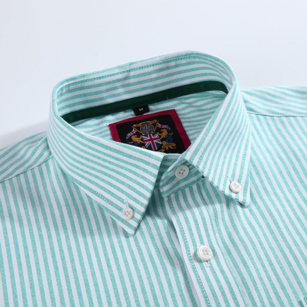 (Paris Mint, Stripe) Mens Short Sleeve Oxford Shirt Plain or Stripe, Classic Fit, Button Down Collar & Pocket. Holiday Apparel Leisure Shirts - Image 6