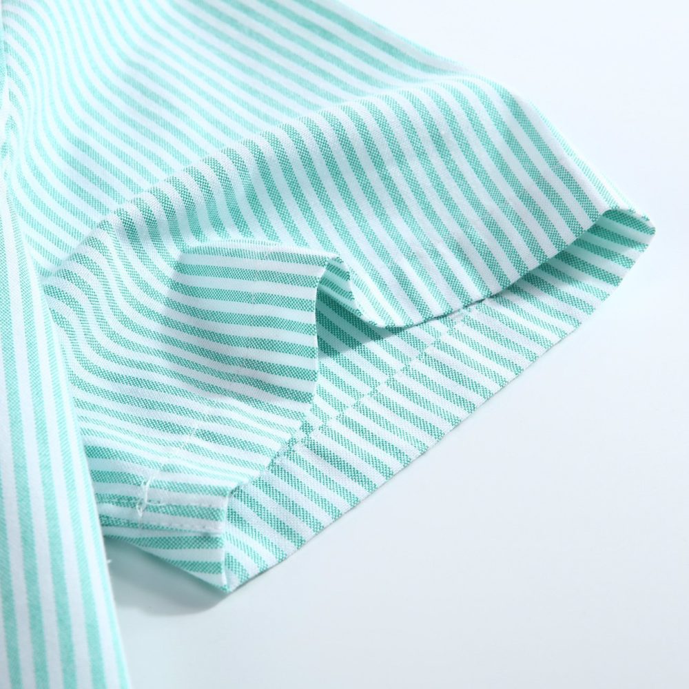 (Paris Mint, Stripe) Mens Short Sleeve Oxford Shirt Plain or Stripe, Classic Fit, Button Down Collar & Pocket. Holiday Apparel Leisure Shirts - Image 7