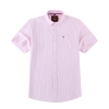 (Tickle Me Pink, Stripe) Mens Short Sleeve Oxford Shirt Plain or Stripe, Classic Fit, Button Down Collar & Pocket. Holiday Apparel Leisure Shirts - Thumbnail Image 9