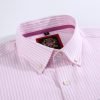 (Tickle Me Pink, Stripe) Mens Short Sleeve Oxford Shirt Plain or Stripe, Classic Fit, Button Down Collar & Pocket. Holiday Apparel Leisure Shirts - Thumbnail Image 6