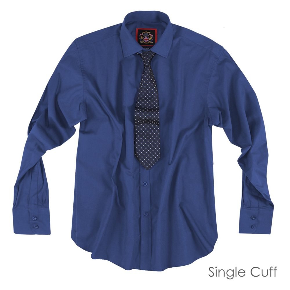 The London Plain Mens Shirt, Regular Fit, Classic Formal Dress Wear, Single & Double Cuff Option, Vintage Blue - Image 7