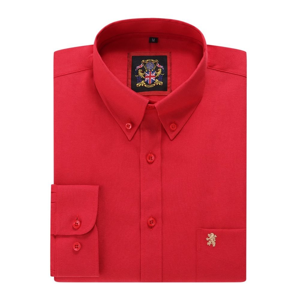 Mens English Oxford Shirt Button Down. Casual Office Work Weekender by Janeo British Apparel. Red - Image 5