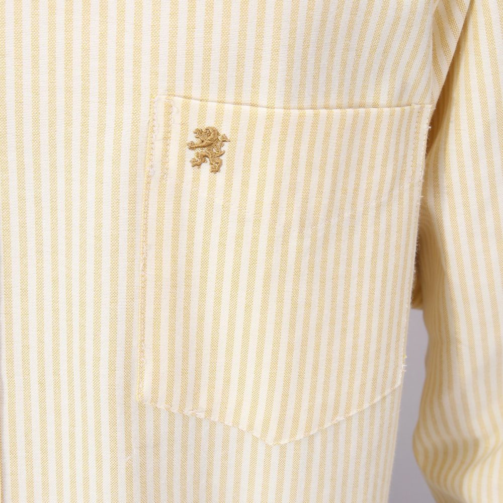 Mellow Lemon - Mens Long Sleeve Stripe Oxford Shirt. The Kensington Button Down Collar & Pocket. Authentic Oxford Fabric (Copy) - Image 6