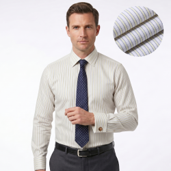 Windsor Fine Stripe Formal Shirt, Double & Single Cuff Long Sleeve, Traditional Tailoring, Casual, Special Occasion. Soft Lime