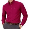 Mens English Oxford Shirt Button Down. Casual Office Work Weekender by Janeo British Apparel. Wine - Thumbnail Image 4