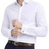 Janeo The London Plain Mens Shirt, Regular Fit, Classic Formal Dress Wear, Single & Double Cuff Option, White - Thumbnail Image 1
