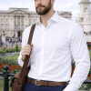 Janeo The London Plain Mens Shirt, Regular Fit, Classic Formal Dress Wear, Single & Double Cuff Option, White - Thumbnail Image 2