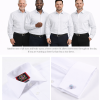 Janeo The London Plain Mens Shirt, Regular Fit, Classic Formal Dress Wear, Single & Double Cuff Option, White - Thumbnail Image 4