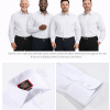 Janeo The London Plain Mens Shirt, Regular Fit, Classic Formal Dress Wear, Single & Double Cuff Option, White - Thumbnail Image 6