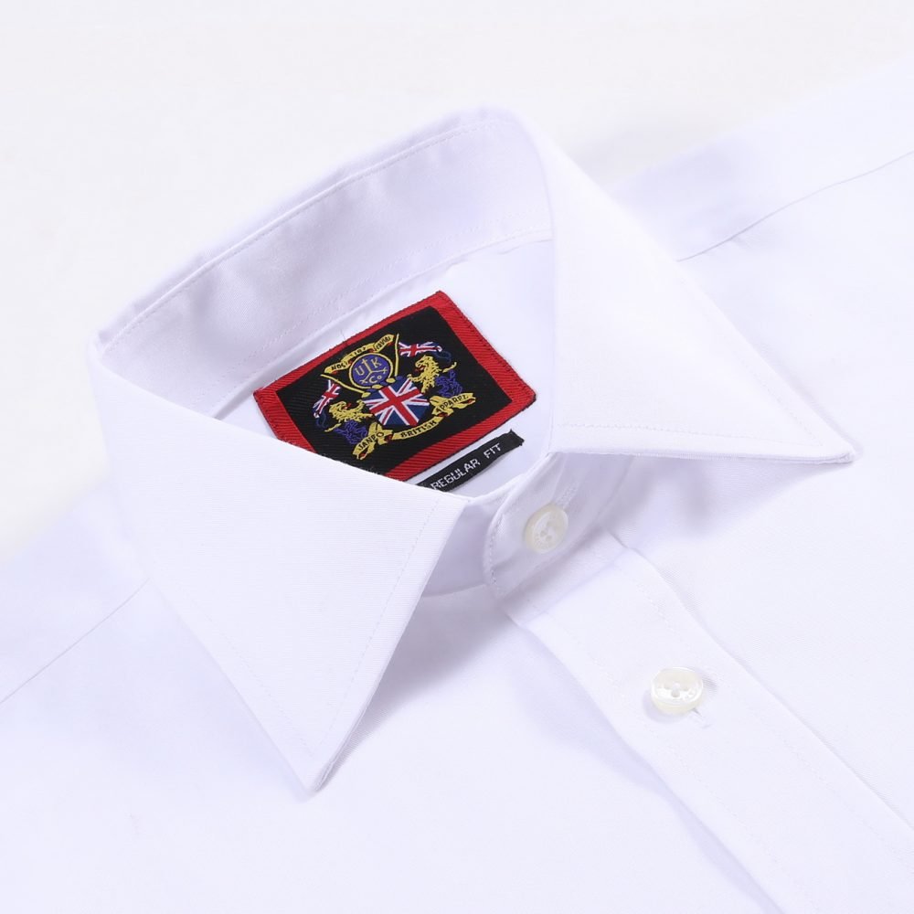 Janeo The London Plain Mens Shirt, Regular Fit, Classic Formal Dress Wear, Single & Double Cuff Option, White - Image 11