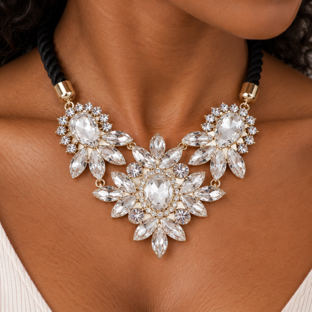 Necklace & Earrings Jewellery Set, Flower Pendant.Swarovski Crystal Elements - Image 11