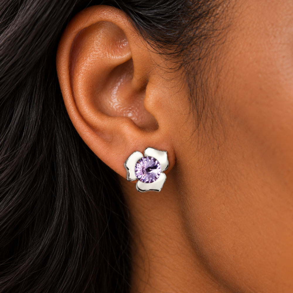 Crystal Flower Pendant Jewelry Set Necklace & Earrings, Swarovski Crystal Element - Image 6