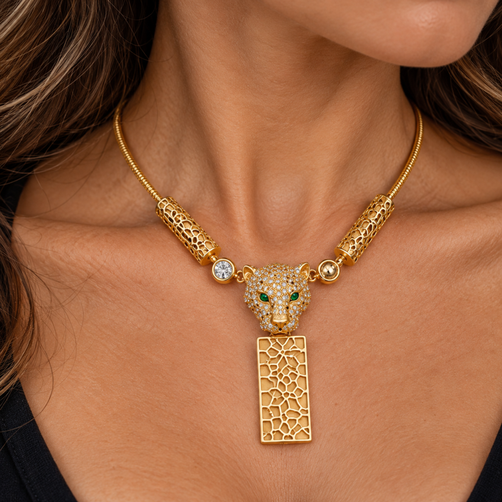 Panther Pendant Jewellery Set, Necklace & Earrings.Swarovksi Crystal Elements - Image 11