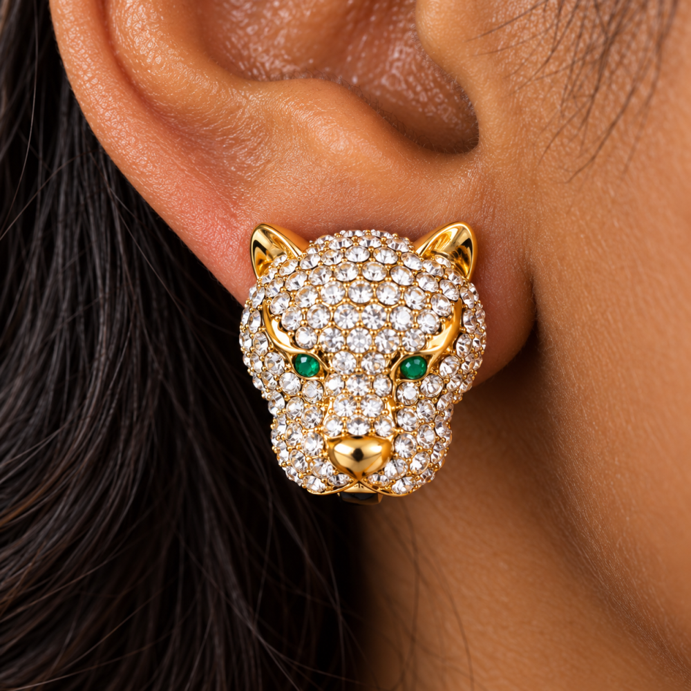 Panther Pendant Jewellery Set, Necklace & Earrings.Swarovksi Crystal Elements - Image 2