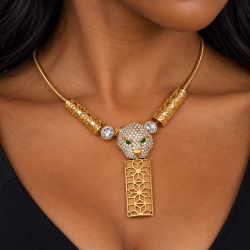 Panther Pendant Jewellery Set, Necklace & Earrings.Swarovksi Crystal Elements