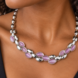 Jewellery Set in 14K Rose Gold, Contoured Necklace Earring, Timeless Elegant Style