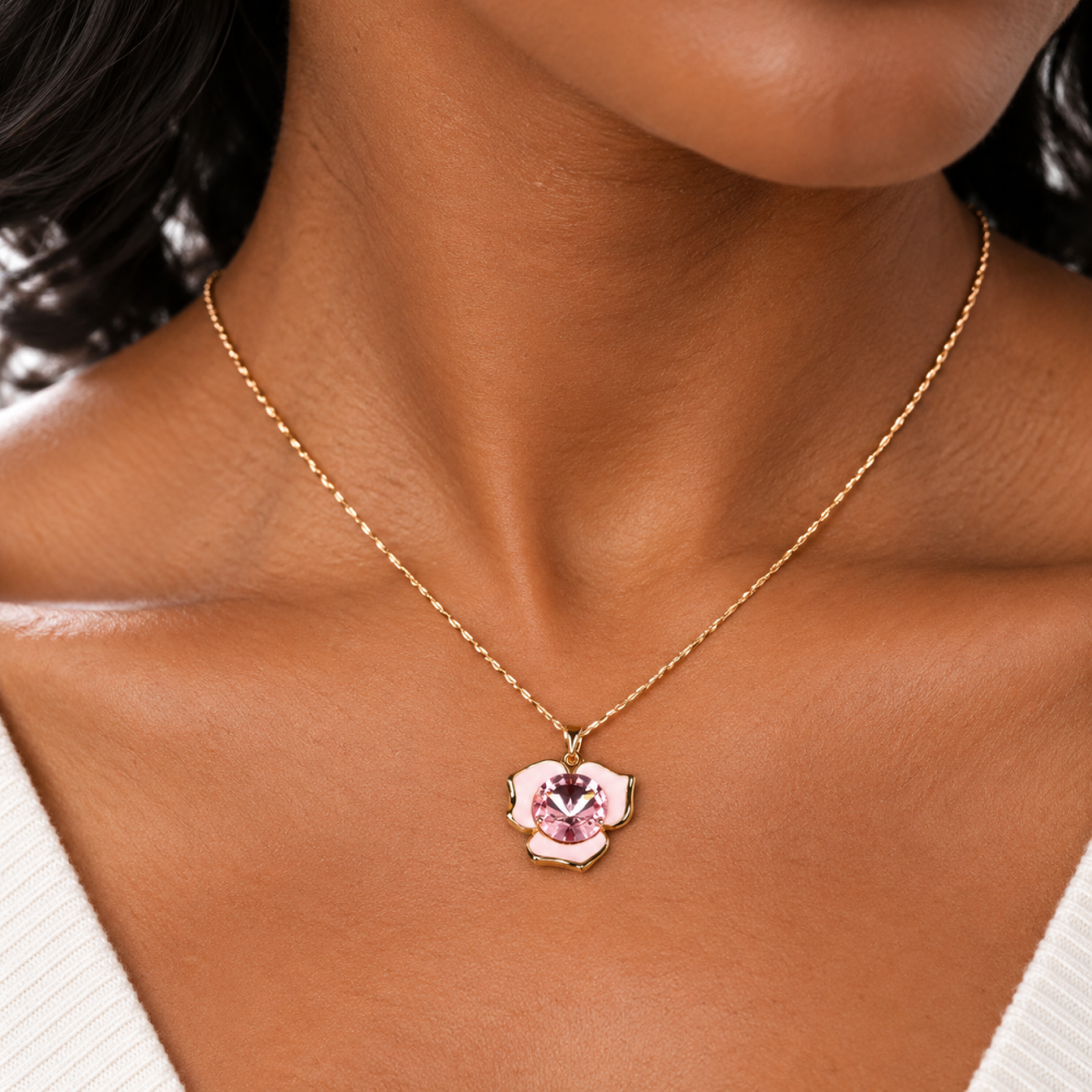 Crystal Flower Pendant Jewelry Set Necklace & Earrings, Swarovski Crystal Element - Image 12